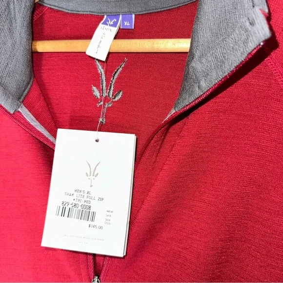 NWT Ibex Shak Lite Jacket Mens XL Red Full Zip Merino Wool Outdoor New Hiking - Picture 8 of 10